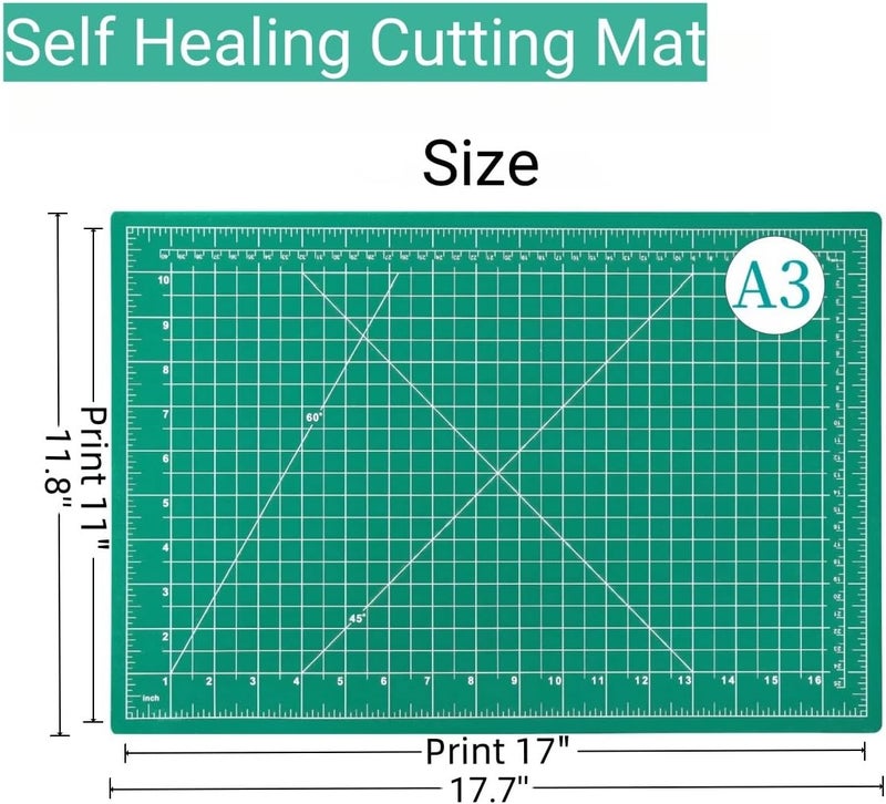 AMASEWART 45mm Rotary Cutter and Mat Set, Fabric Cutter Wheel and 12x18 Inch Self Healing Sewing Cutting Mat, Fabric Rotary Cutter with 5pcs Rotary Blades for Quilting Patchworking Crafts, Turquoise - Image 2
